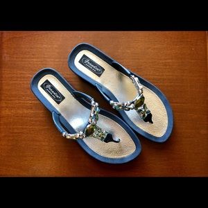 Grandco Blue Beaded Sandals Size 9